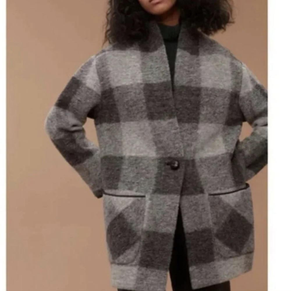Aritzia Wilfred Free Off Duty Wool Jacket Gray Plaid XS - Picture 11 of 11